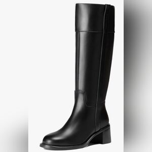 Knee High Boots Women Round Toe Chunky Block Heeled Boots Side Zipper